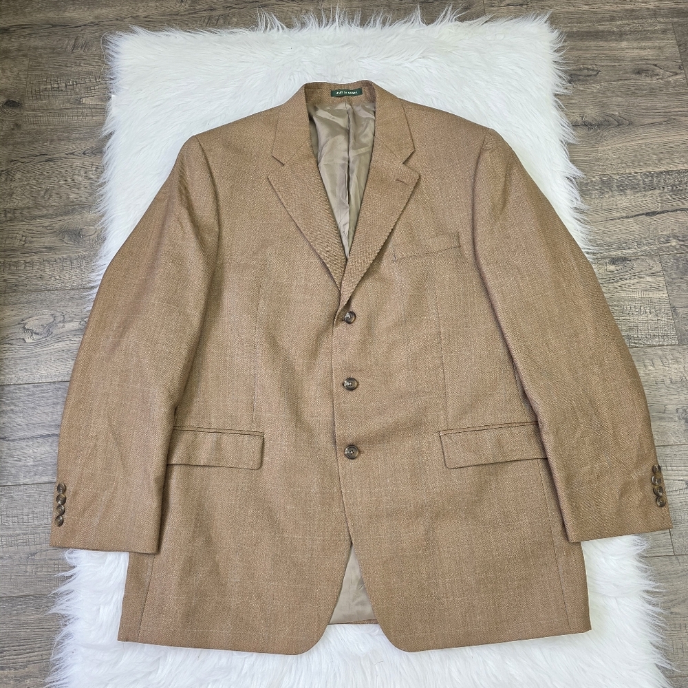 Ralph Lauren Silk Wool Classic Tan Blazer Size 46L